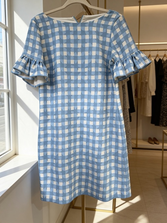 Sail to Sable Dresses & Skirts - Sail to Sable Gingham Ruffle-Sleeve Spring Graduation Wedding guest Dress